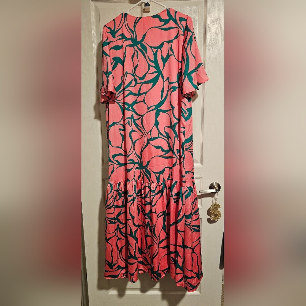 Pink and Green Patterned Dress